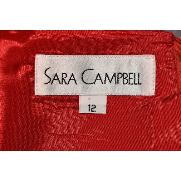 SARA CAMPBELL $248 Red Plaid Strapless Silk Satin Tie Back Strapless Top Size 12 - Picture 3 of 3